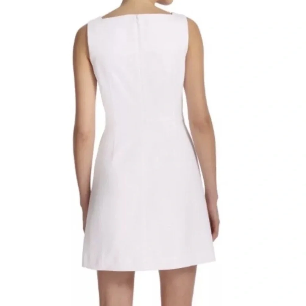 Tory Burch Cotton Pique Square Neck White Mini Dress Sz 6 Minimalist Casual